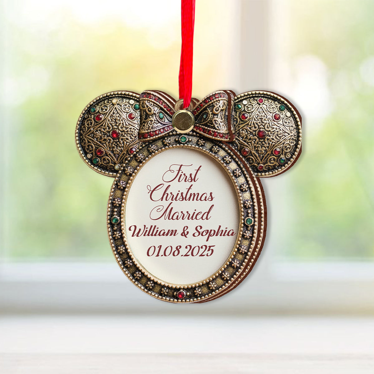 Personalized Flip Ornament Custom First Christmas Married Gift Flip Ornament GradoCreations