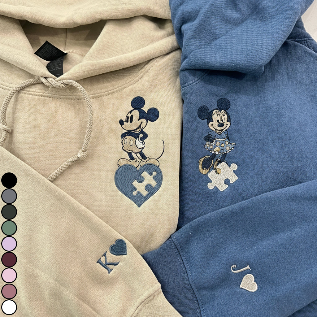 Personalized Mouse Ears Matching Hoodies for Couples - Custom Design All Over Shirt GradoCreations