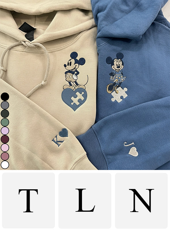 Personalized Mouse Ears Matching Hoodies for Couples - Custom Design All Over Shirt GradoCreations