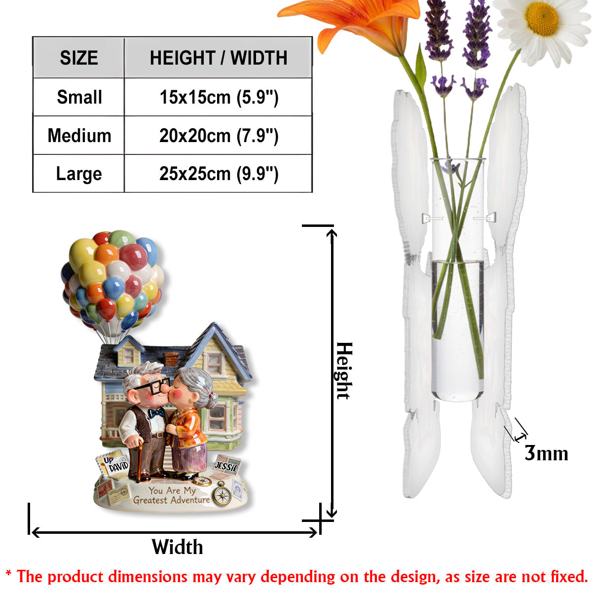 Personalized Acrylic Flower Vase Custom Couple Gift Idea Custom Shape Acrylic Flower Vase GradoCreations