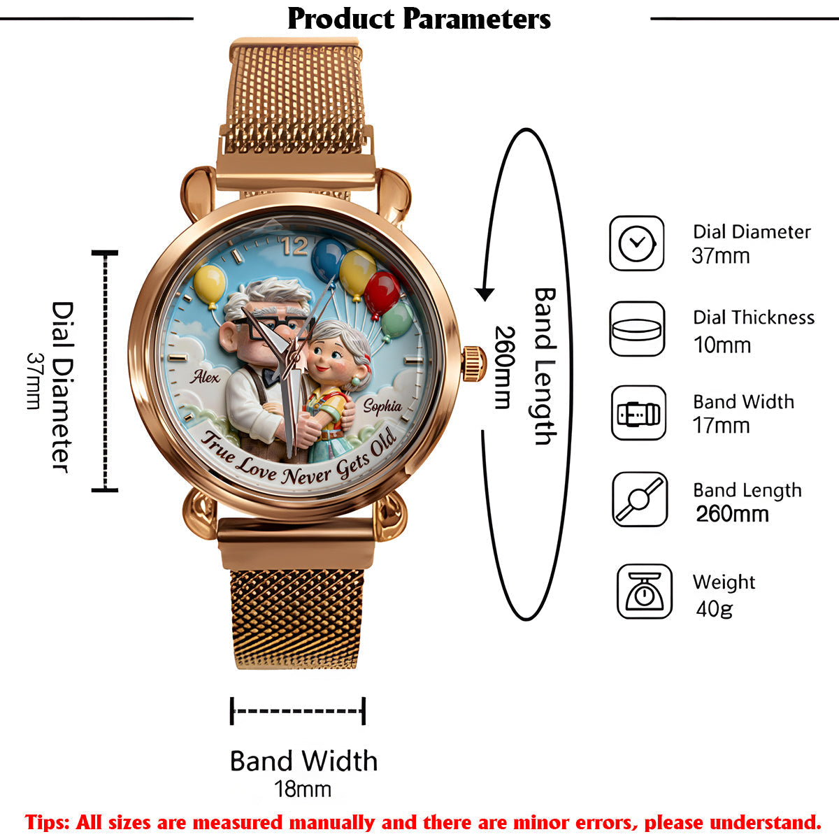 Personalized Animation Inspired Couple Watch Custom Name Gift for Anniversary Women Hand Watch GradoCreations