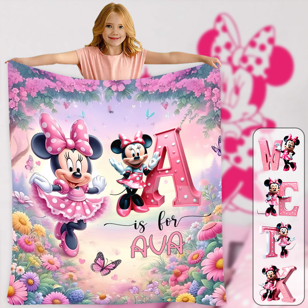 Personalized Minnie Mouse Blanket Custom Name Gift for Kids Blanket GradoCreations