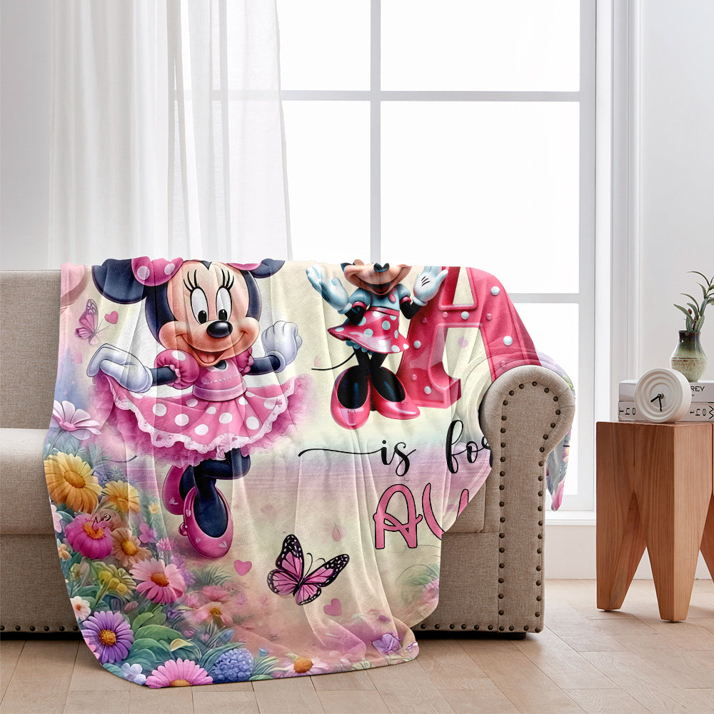 Personalized Minnie Mouse Blanket Custom Name Gift for Kids Blanket GradoCreations