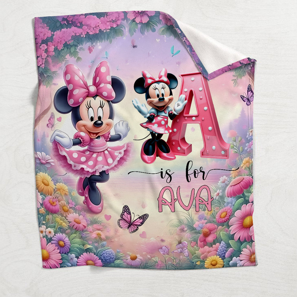 Personalized Minnie Mouse Blanket Custom Name Gift for Kids Blanket GradoCreations
