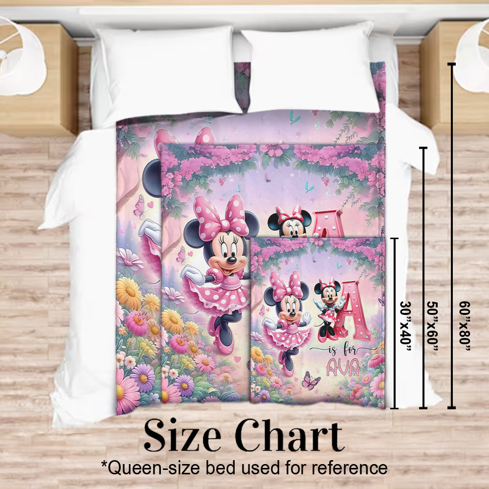 Personalized Minnie Mouse Blanket Custom Name Gift for Kids Blanket GradoCreations