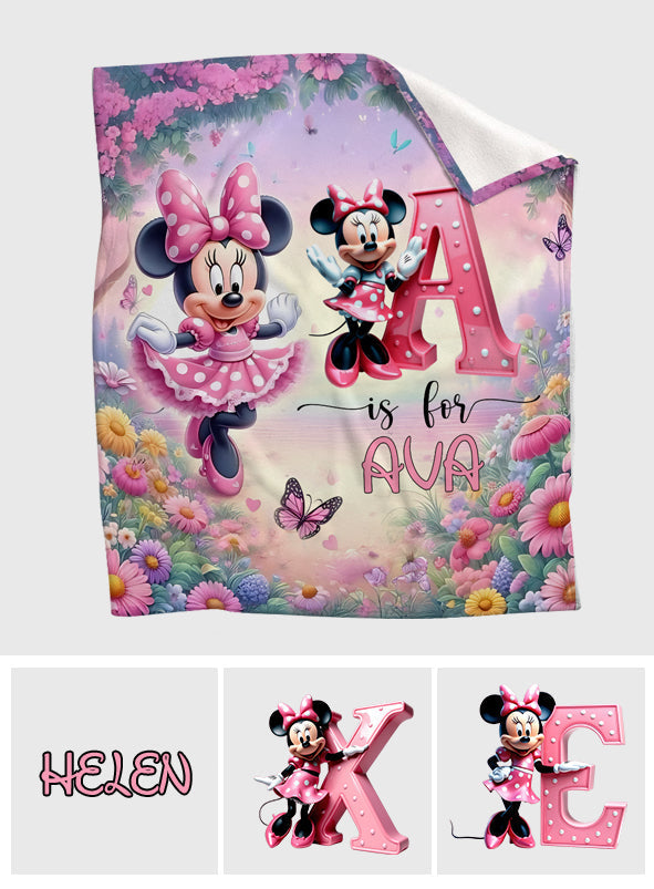Personalized Minnie Mouse Blanket Custom Name Gift for Kids Blanket GradoCreations