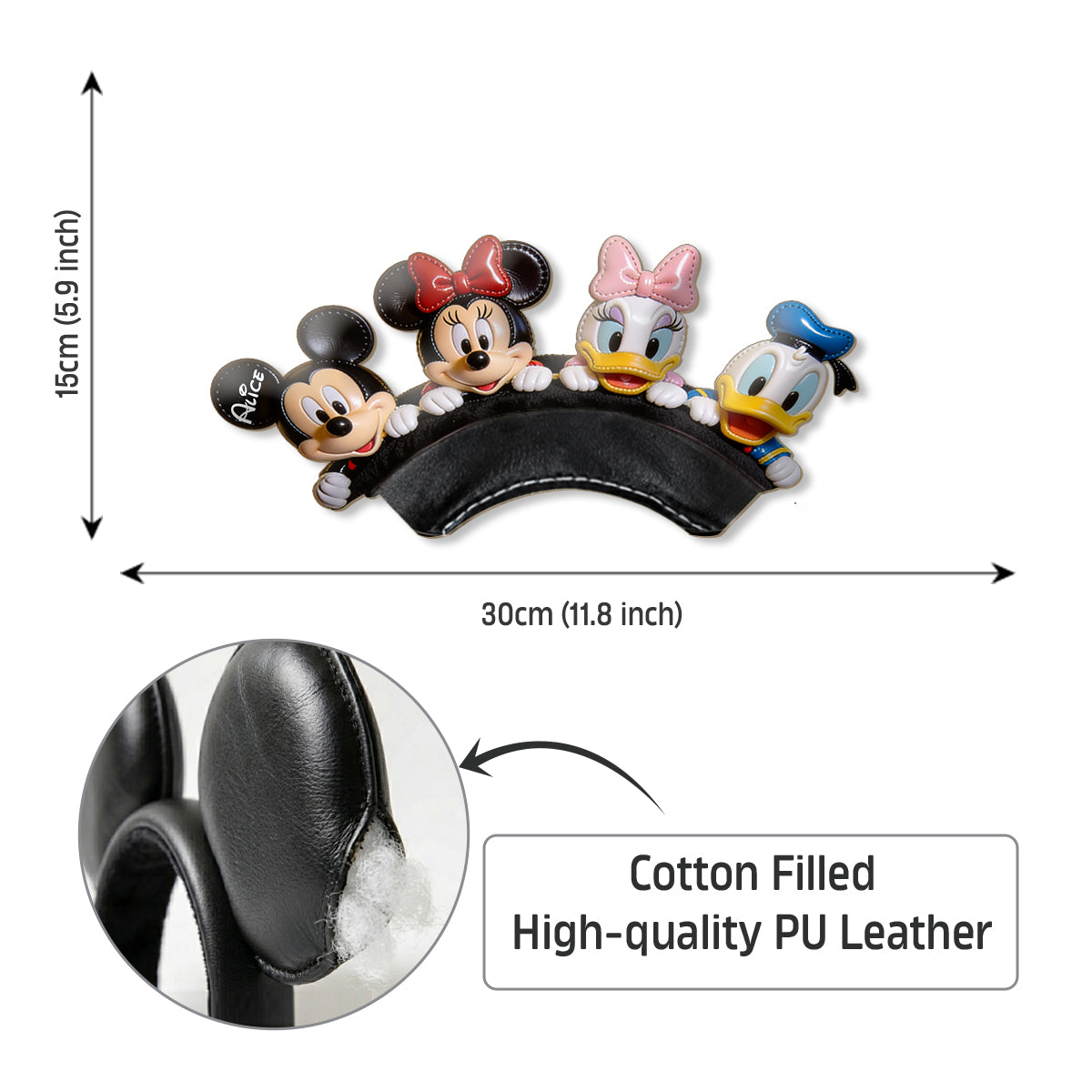 Personalized Funny Cartoon Mouse Headband for Kids & Adults Shaped Leather Headband GradoCreations