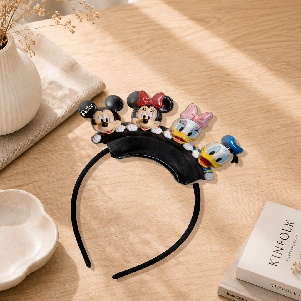Personalized Funny Cartoon Mouse Headband for Kids & Adults Shaped Leather Headband GradoCreations