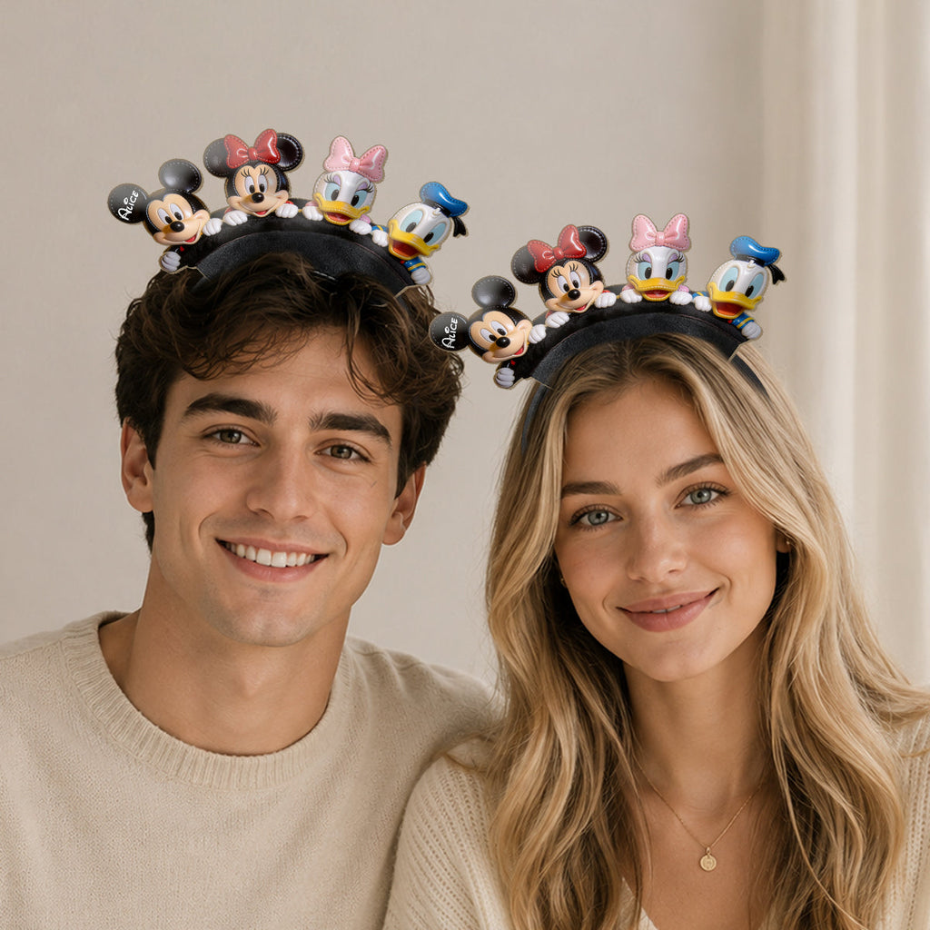 Personalized Funny Cartoon Mouse Headband for Kids & Adults Shaped Leather Headband GradoCreations