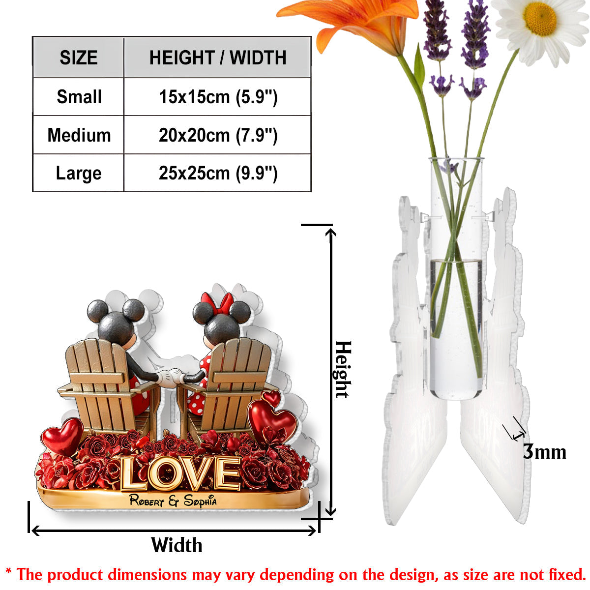 Personalized Acrylic Flower Vase Unique Shape Custom Design Gift Custom Shape Acrylic Flower Vase GradoCreations