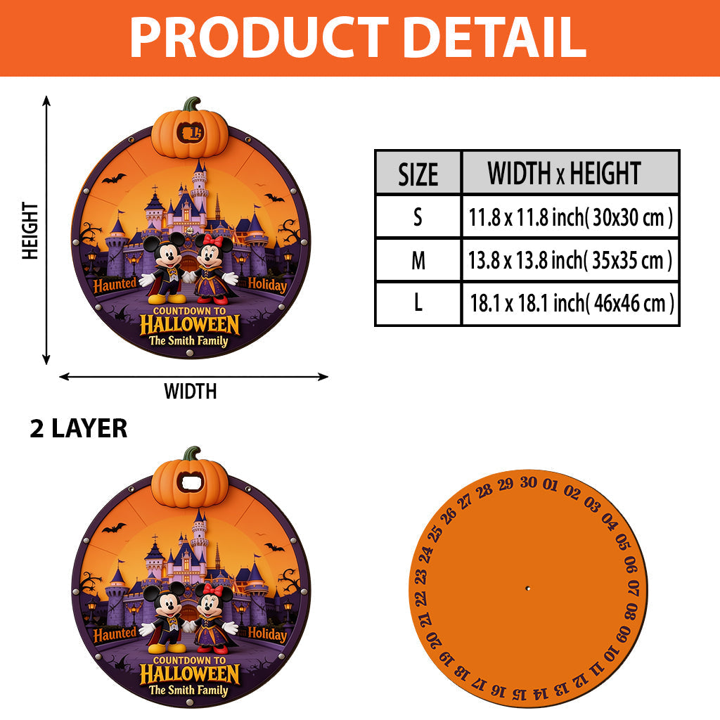 Personalized Halloween Countdown Spinner Sign Custom Name Decor Spinner Sign Custom Shape GradoCreations