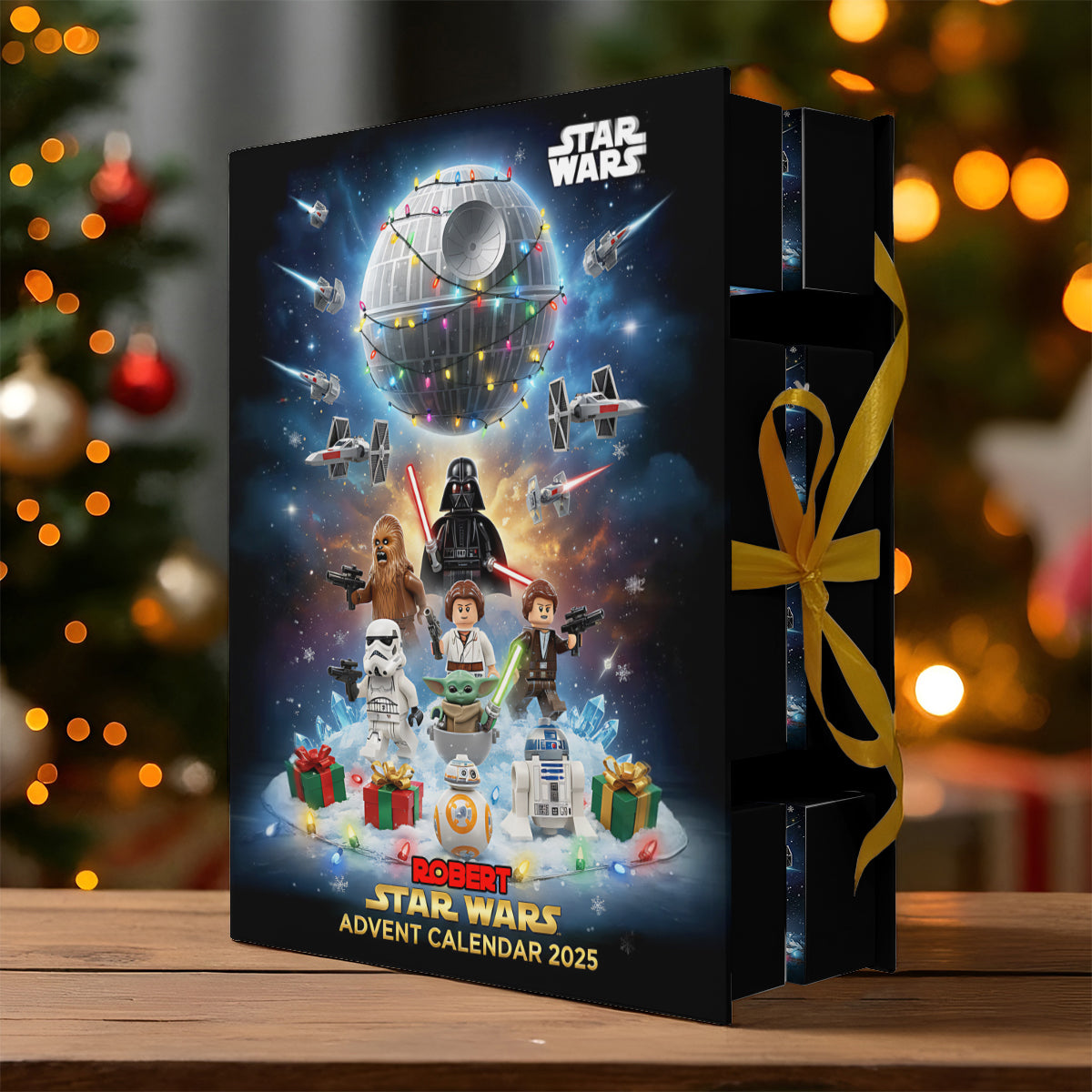 Personalized Star Wars Folded Advent Calendar with Ornaments for Christmas Folded Advent Calendar With Ornaments GradoCreations