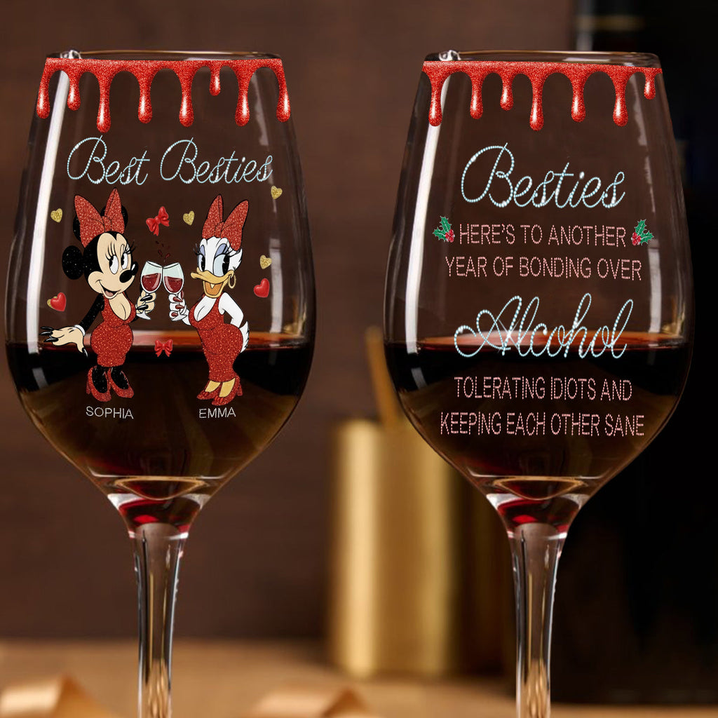 Personalized Bestie Wine Glass Long Stem Gift for Friends Wine Glass With Long Stem GradoCreations