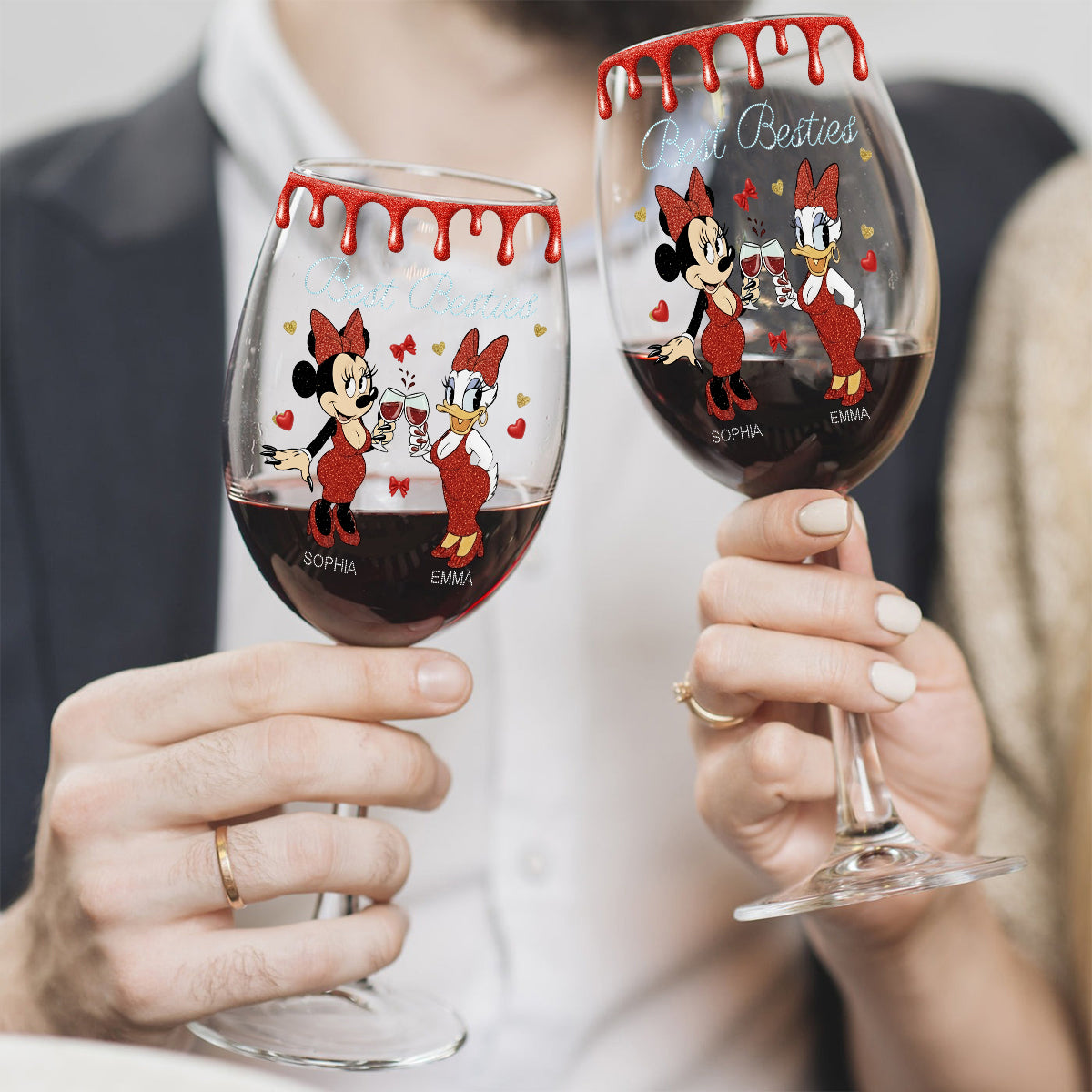 Personalized Bestie Wine Glass Long Stem Gift for Friends Wine Glass With Long Stem GradoCreations