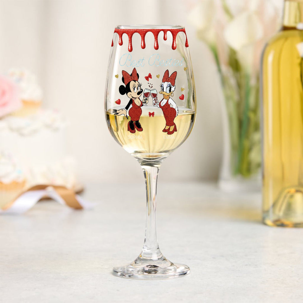 Personalized Bestie Wine Glass Long Stem Gift for Friends Wine Glass With Long Stem GradoCreations