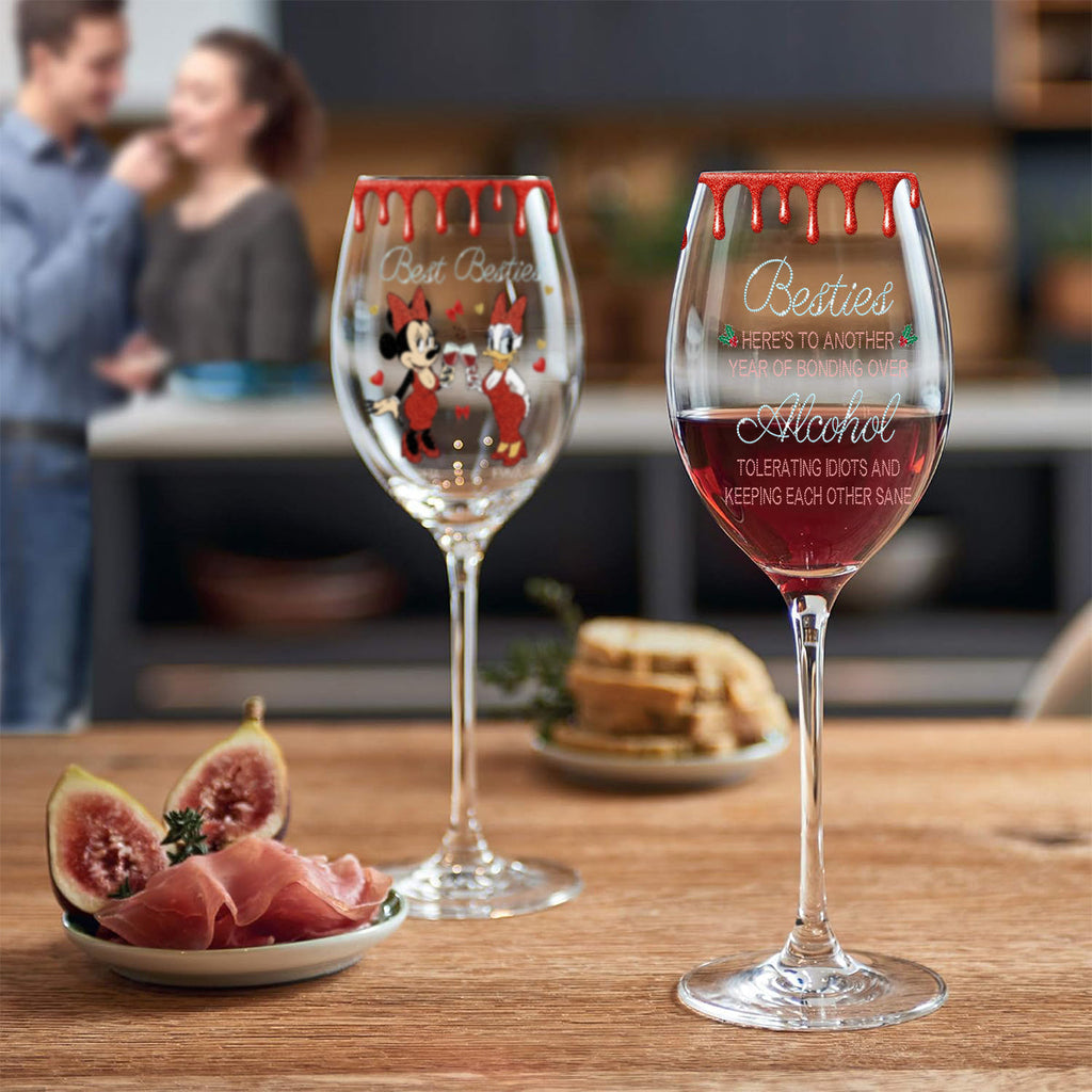 Personalized Bestie Wine Glass Long Stem Gift for Friends Wine Glass With Long Stem GradoCreations