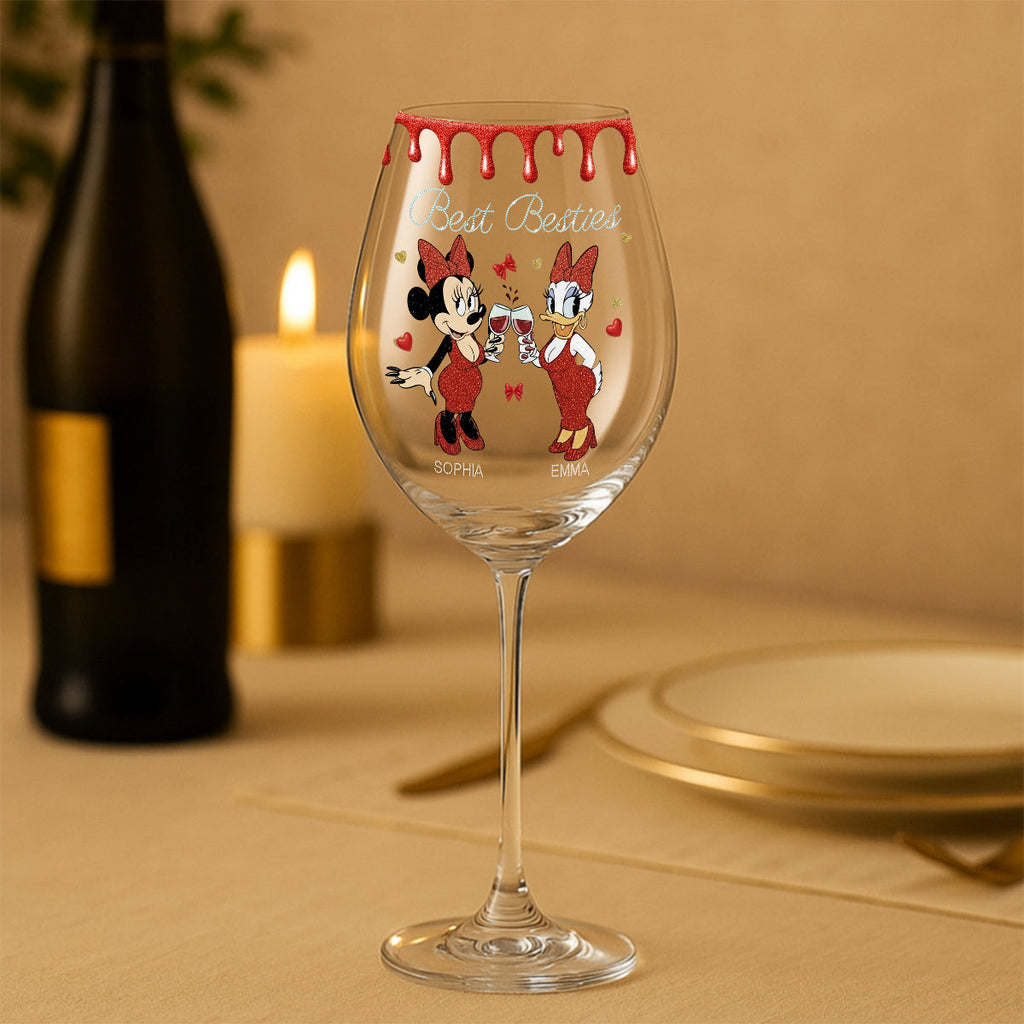Personalized Bestie Wine Glass Long Stem Gift for Friends Wine Glass With Long Stem GradoCreations