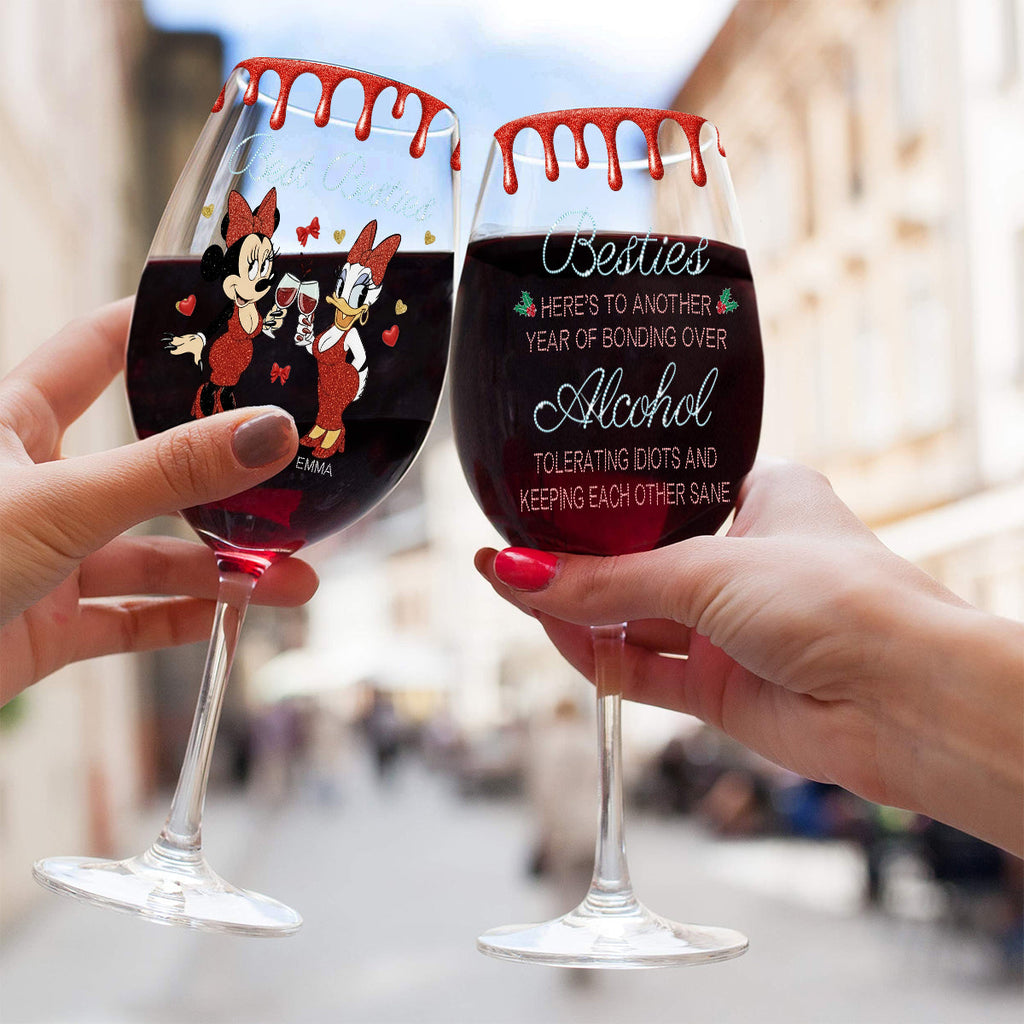 Personalized Bestie Wine Glass Long Stem Gift for Friends Wine Glass With Long Stem GradoCreations