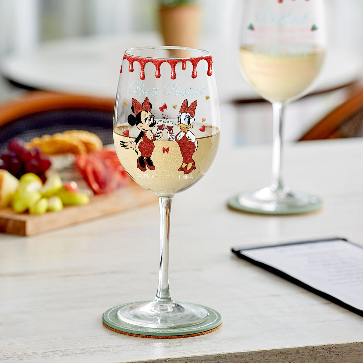 Personalized Bestie Wine Glass Long Stem Gift for Friends Wine Glass With Long Stem GradoCreations