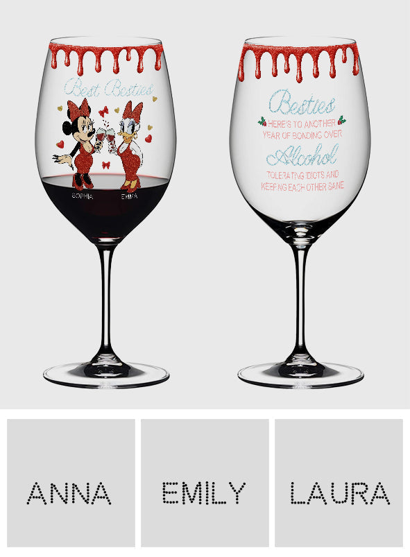 Personalized Bestie Wine Glass Long Stem Gift for Friends Wine Glass With Long Stem GradoCreations