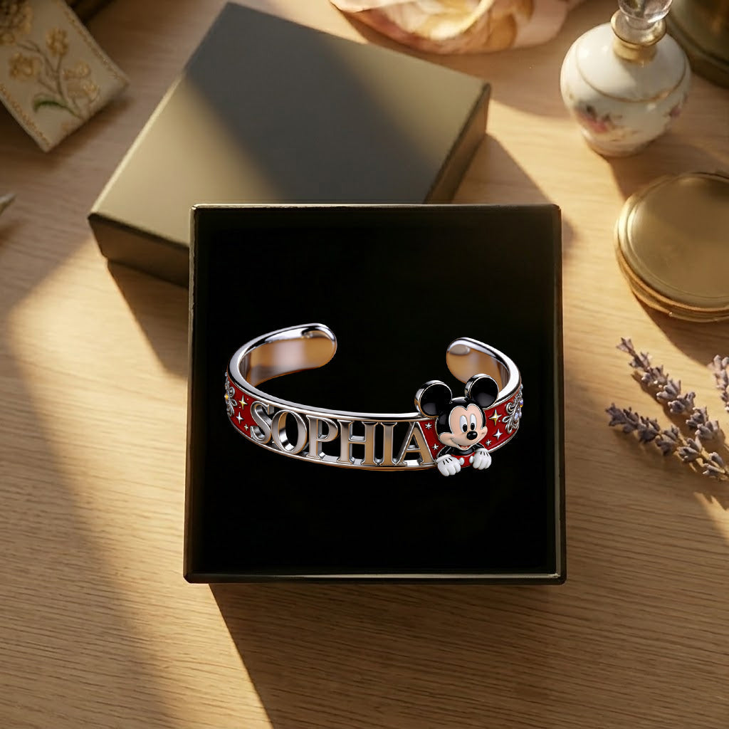 Personalized Mouse Shaped Cuff Bracelet with Name Charm Gift Shaped Cuff Bracelet GradoCreations