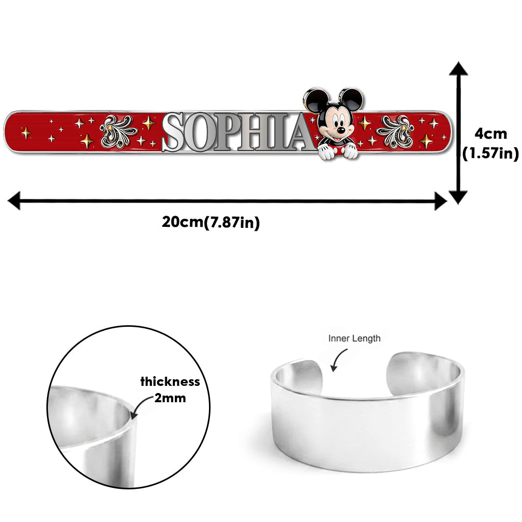 Personalized Mouse Shaped Cuff Bracelet with Name Charm Gift Shaped Cuff Bracelet GradoCreations