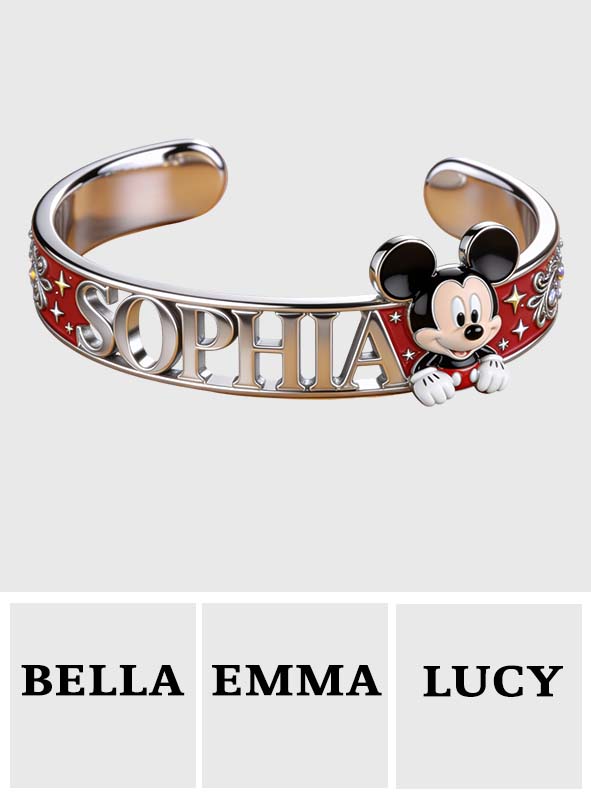 Personalized Mouse Shaped Cuff Bracelet with Name Charm Gift Shaped Cuff Bracelet GradoCreations