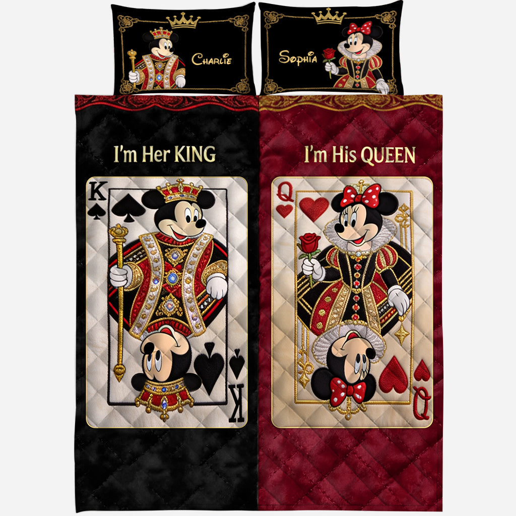 Personalized Quilted Bedding Set His King Her Queen Gift for Couples Quilted Bedding Set GradoCreations