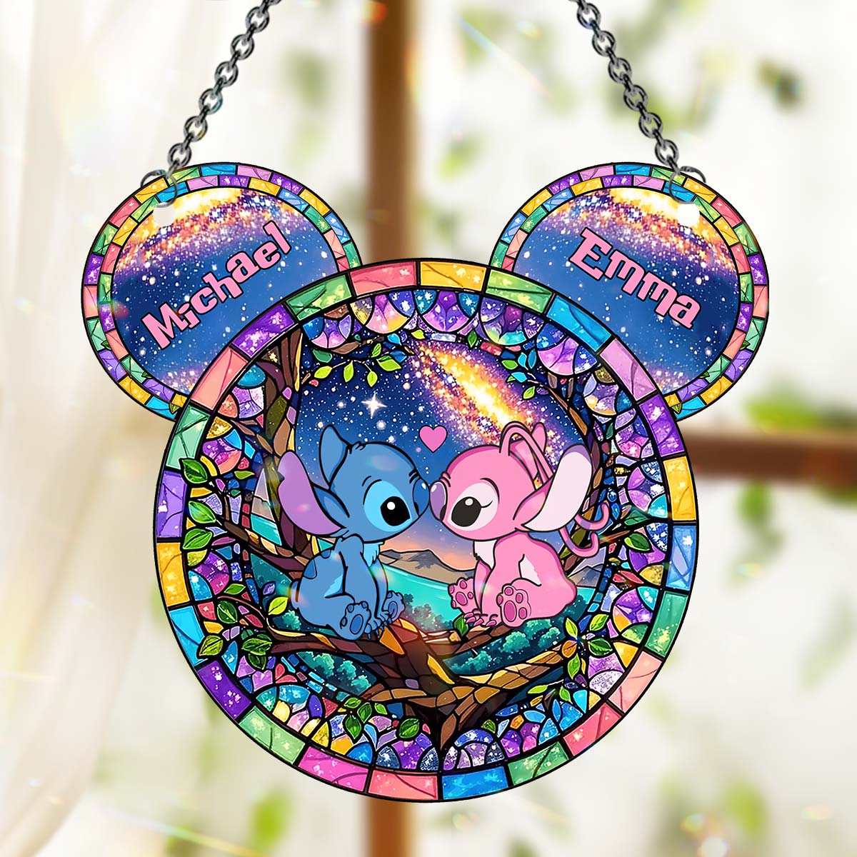 Personalized Ohana Suncatcher Ornament Custom Gift for Couples Window Hanging Suncatcher Ornament GradoCreations