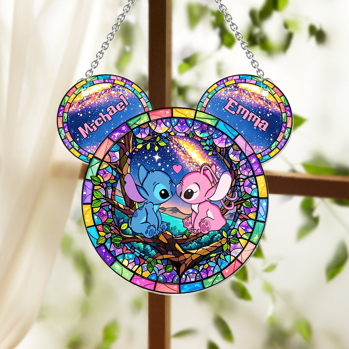 Personalized Ohana Suncatcher Ornament Custom Gift for Couples Window Hanging Suncatcher Ornament GradoCreations