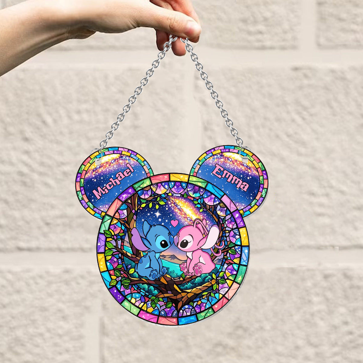 Personalized Ohana Suncatcher Ornament Custom Gift for Couples Window Hanging Suncatcher Ornament GradoCreations