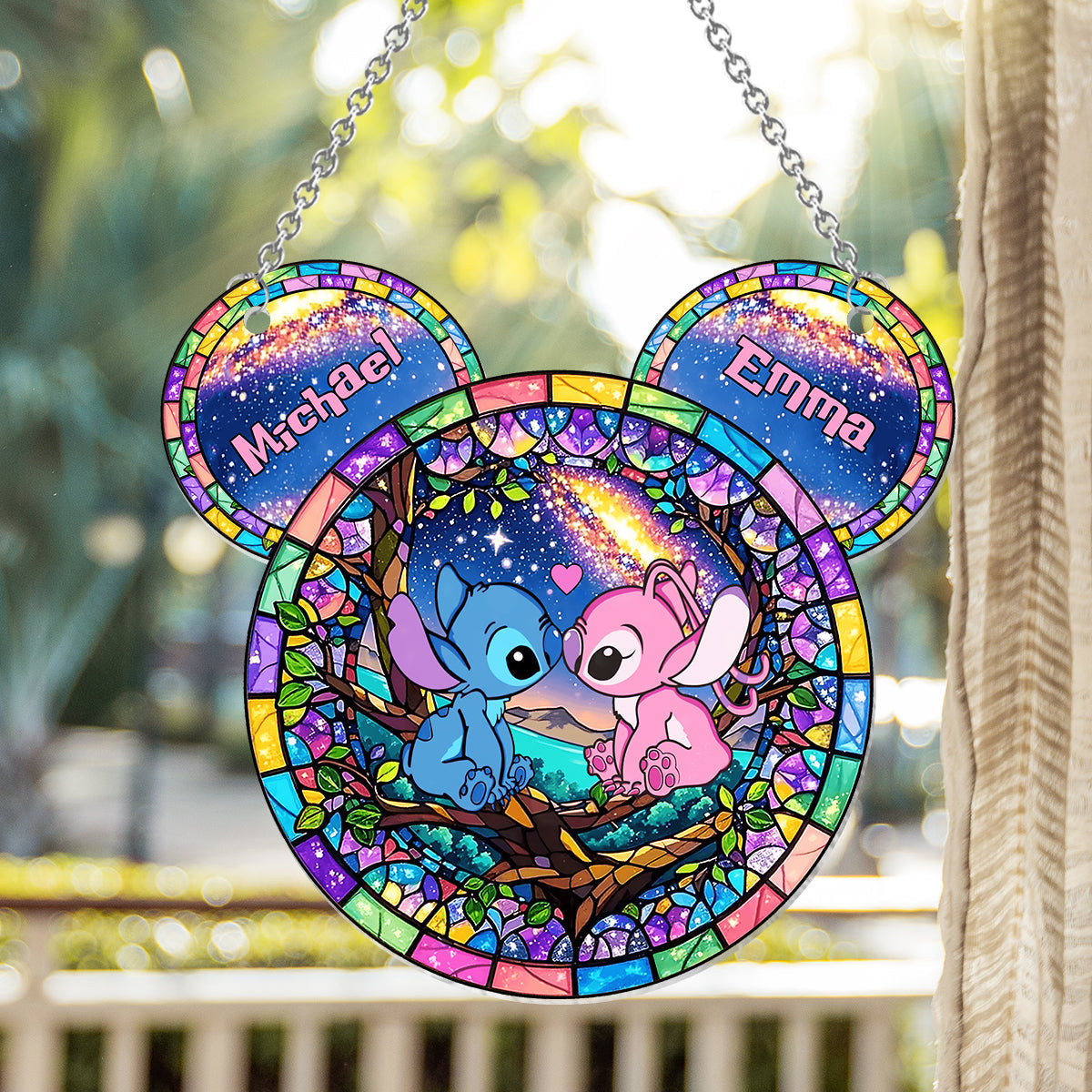 Personalized Ohana Suncatcher Ornament Custom Gift for Couples Window Hanging Suncatcher Ornament GradoCreations