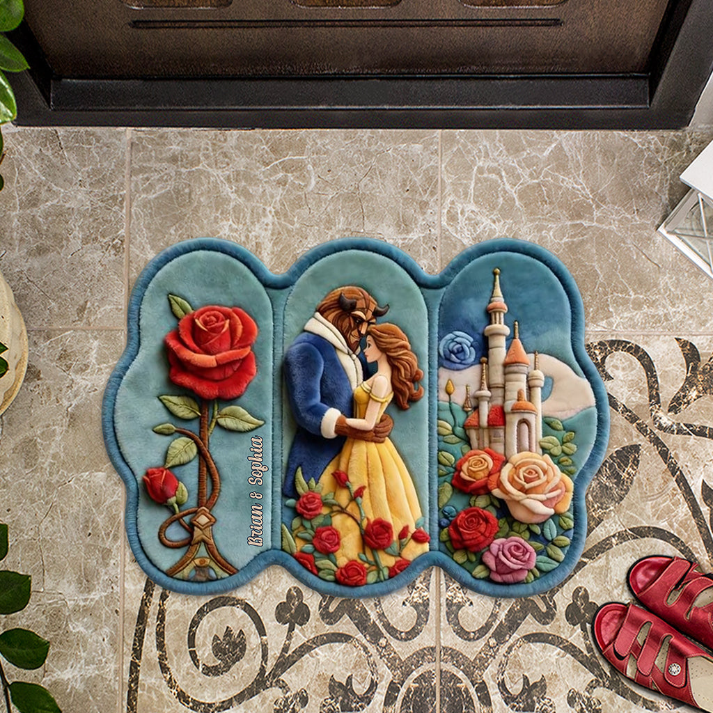 Personalized Beauty and the Beast Shaped Doormat Custom Rug Gift Shaped Doormat GradoCreations