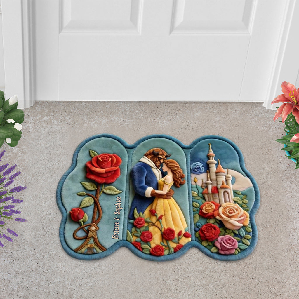 Personalized Beauty and the Beast Shaped Doormat Custom Rug Gift Shaped Doormat GradoCreations