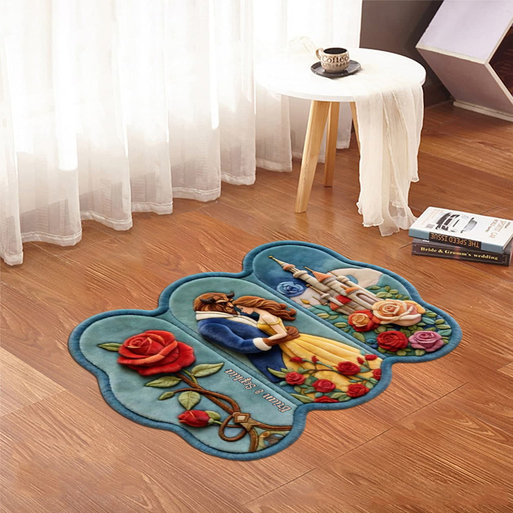 Personalized Beauty and the Beast Shaped Doormat Custom Rug Gift Shaped Doormat GradoCreations