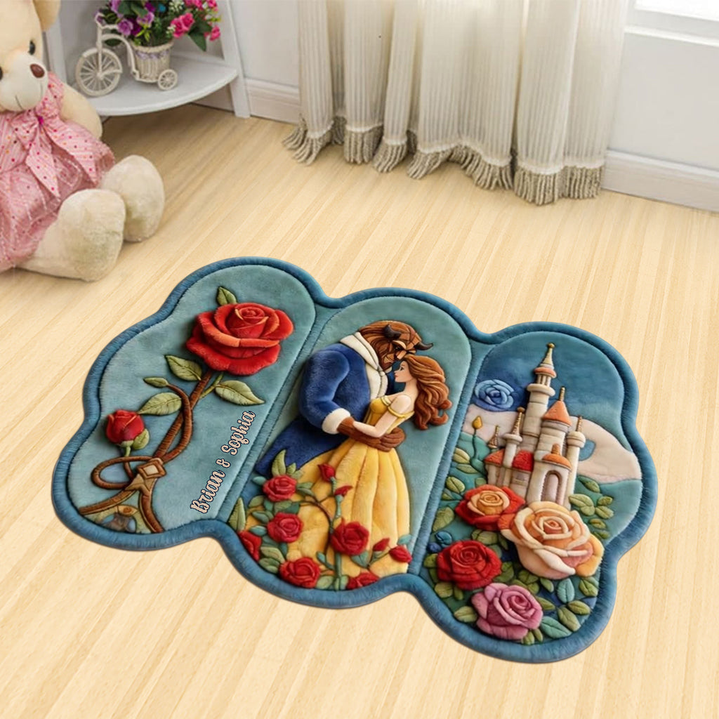 Personalized Beauty and the Beast Shaped Doormat Custom Rug Gift Shaped Doormat GradoCreations