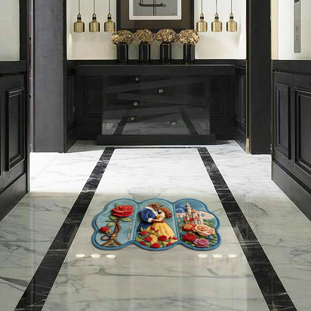 Personalized Beauty and the Beast Shaped Doormat Custom Rug Gift Shaped Doormat GradoCreations