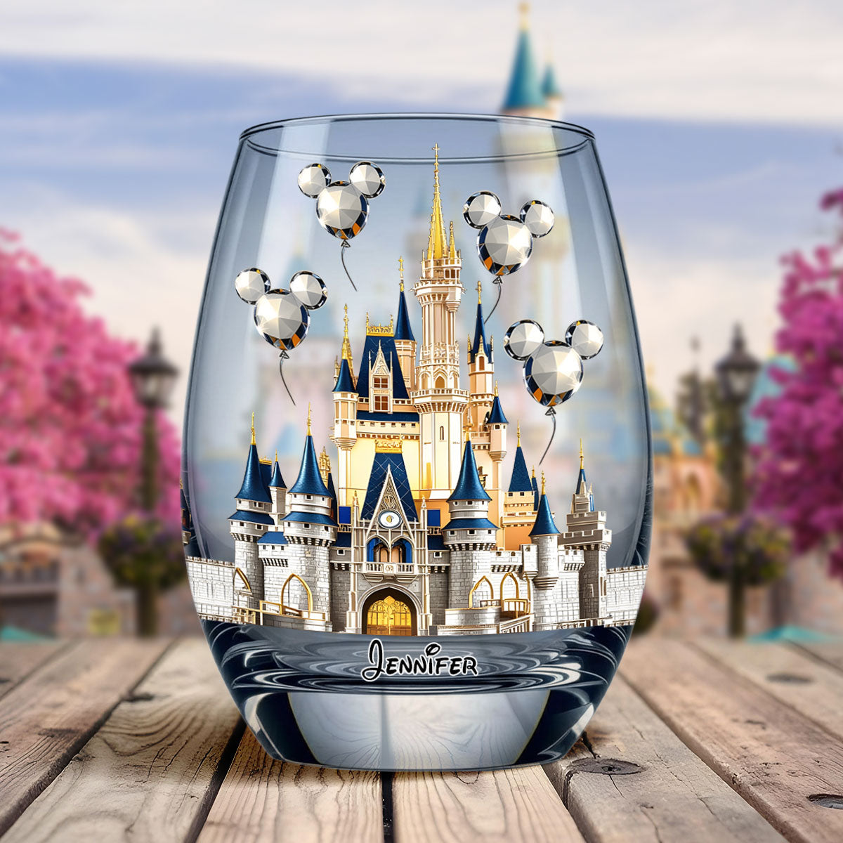 Personalized All Over Wine Glass Magical Castle Gift Idea All Over Wine Glass GradoCreations