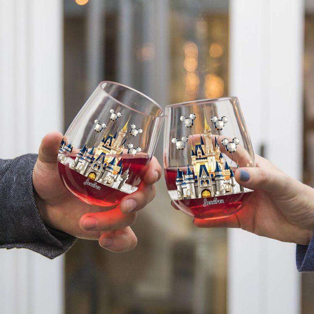 Personalized All Over Wine Glass Magical Castle Gift Idea All Over Wine Glass GradoCreations