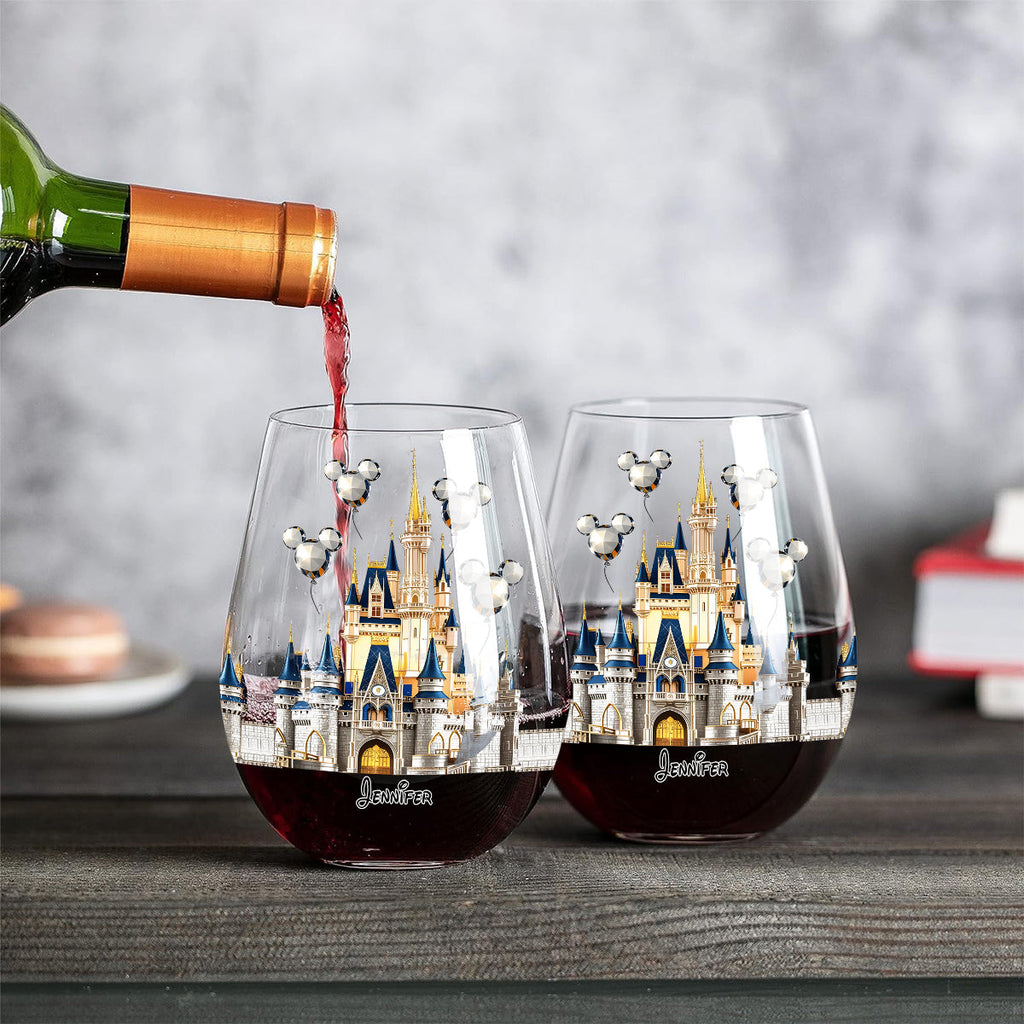 Personalized All Over Wine Glass Magical Castle Gift Idea All Over Wine Glass GradoCreations