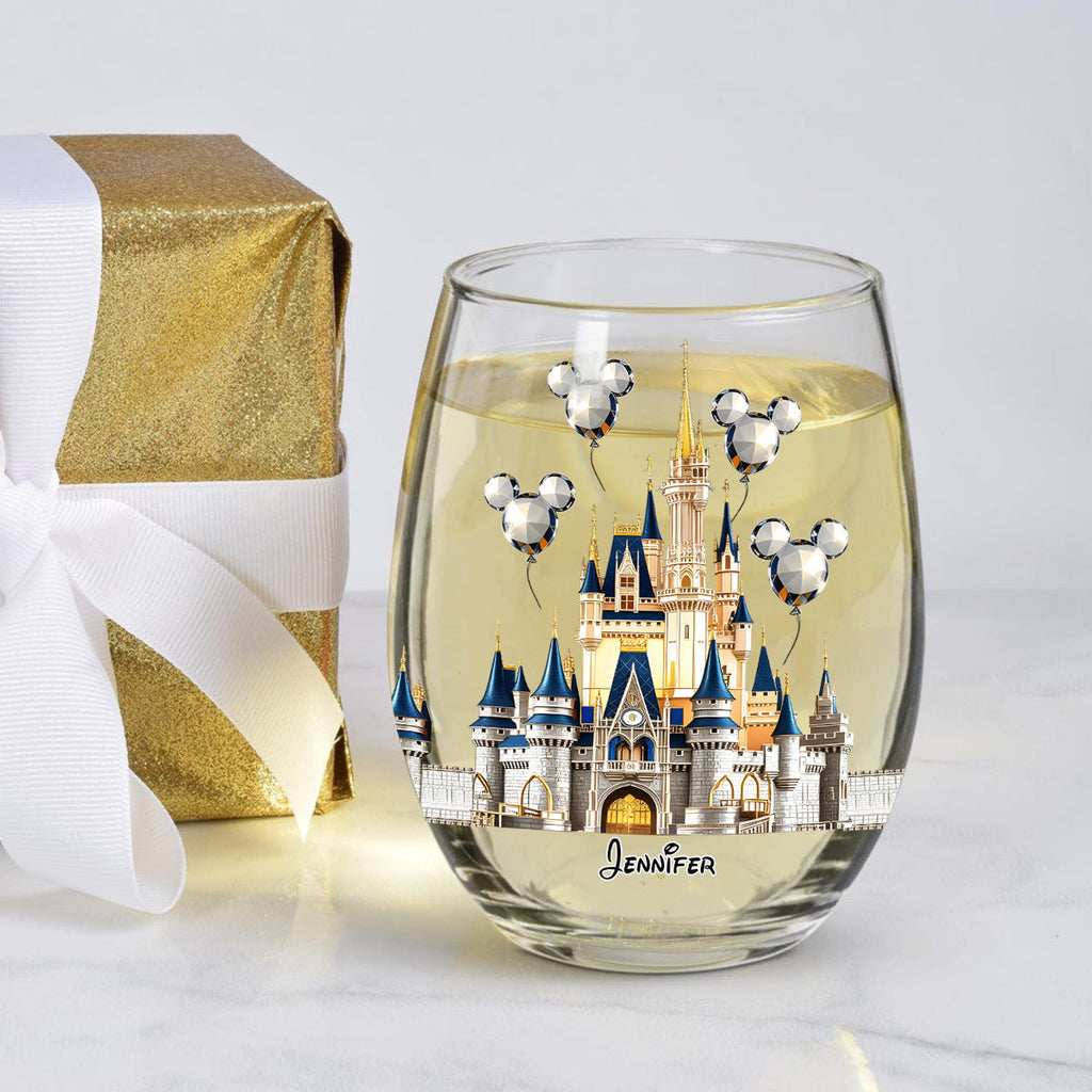 Personalized All Over Wine Glass Magical Castle Gift Idea All Over Wine Glass GradoCreations