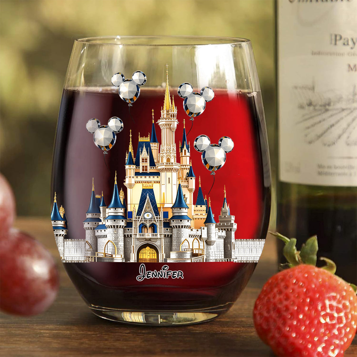 Personalized All Over Wine Glass Magical Castle Gift Idea All Over Wine Glass GradoCreations