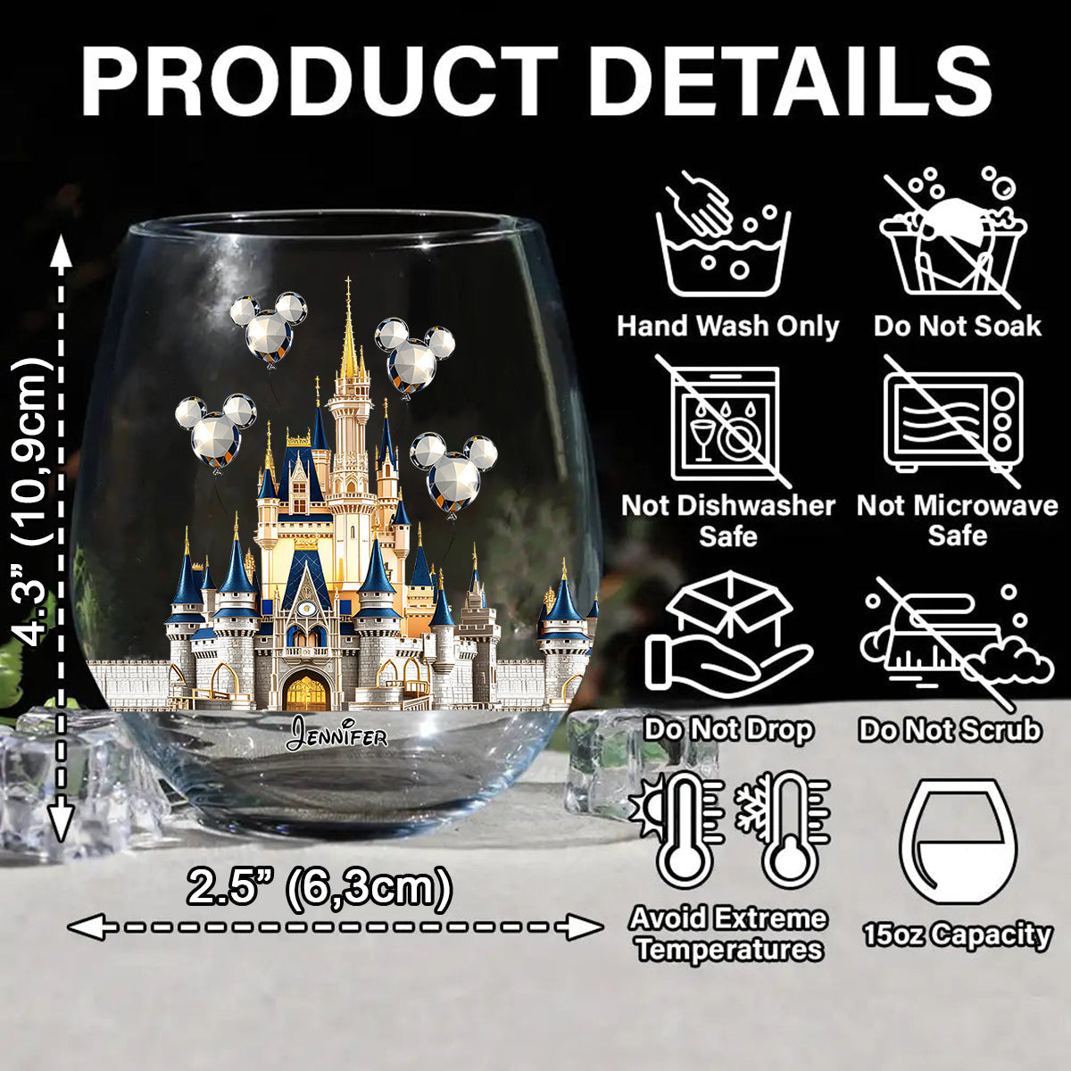 Personalized All Over Wine Glass Magical Castle Gift Idea All Over Wine Glass GradoCreations