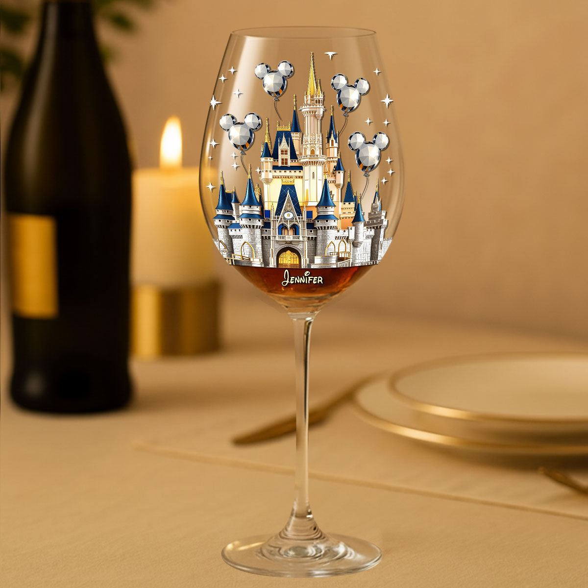 Personalized Magical Castle Wine Glass Gift with Long Stem Wine Glass With Long Stem GradoCreations