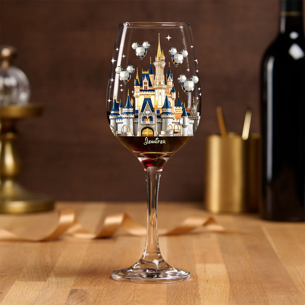 Personalized Magical Castle Wine Glass Gift with Long Stem Wine Glass With Long Stem GradoCreations