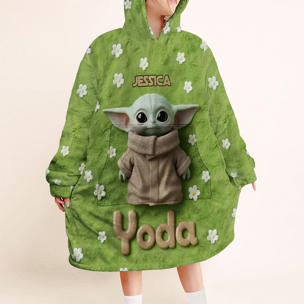 Personalized Yoda Blanket Hoodie Custom Name Gift for Kids Blanket Hoodie GradoCreations