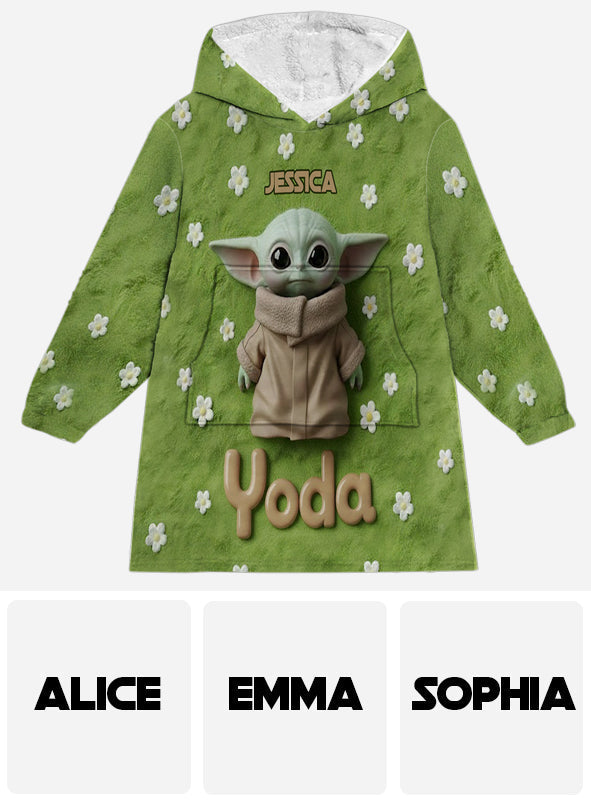 Personalized Yoda Blanket Hoodie Custom Name Gift for Kids Blanket Hoodie GradoCreations