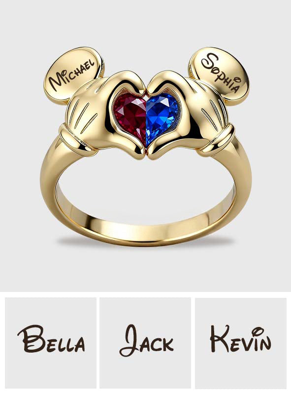 Personalized Mickey Mouse Heart Adjustable Ring Gift for Couples Adjustable Shaped Ring GradoCreations