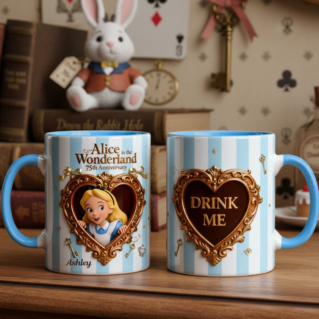 Personalized Alice in Wonderland Accent Mug for Kids and Adults Accent Mug GradoCreations