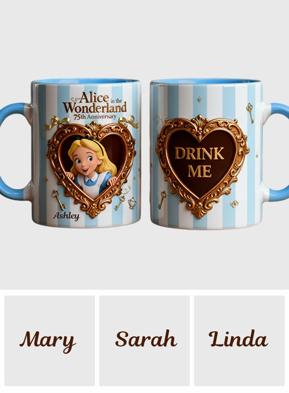 Personalized Alice in Wonderland Accent Mug for Kids and Adults Accent Mug GradoCreations
